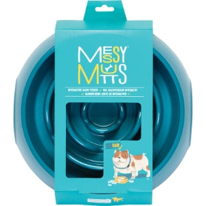 MESSY MUTTS DOG SLOW FEEDER BLUE 3 CUP