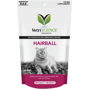 VETRISCIENCE CAT HAIRBALL CONTROL CHEWS 60 COUNT