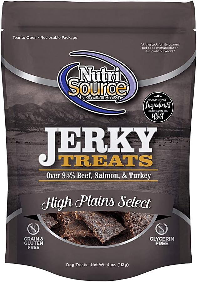 NutriSource NS BEEF, SALMON & TURKEY DOG JIVIN' JERKY -4oz