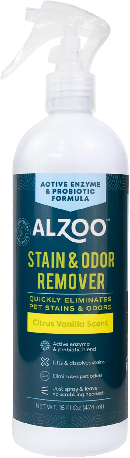 ALZOO Stain & Odor Remover Citrus Vanilla Spray, 16oz w/ cap