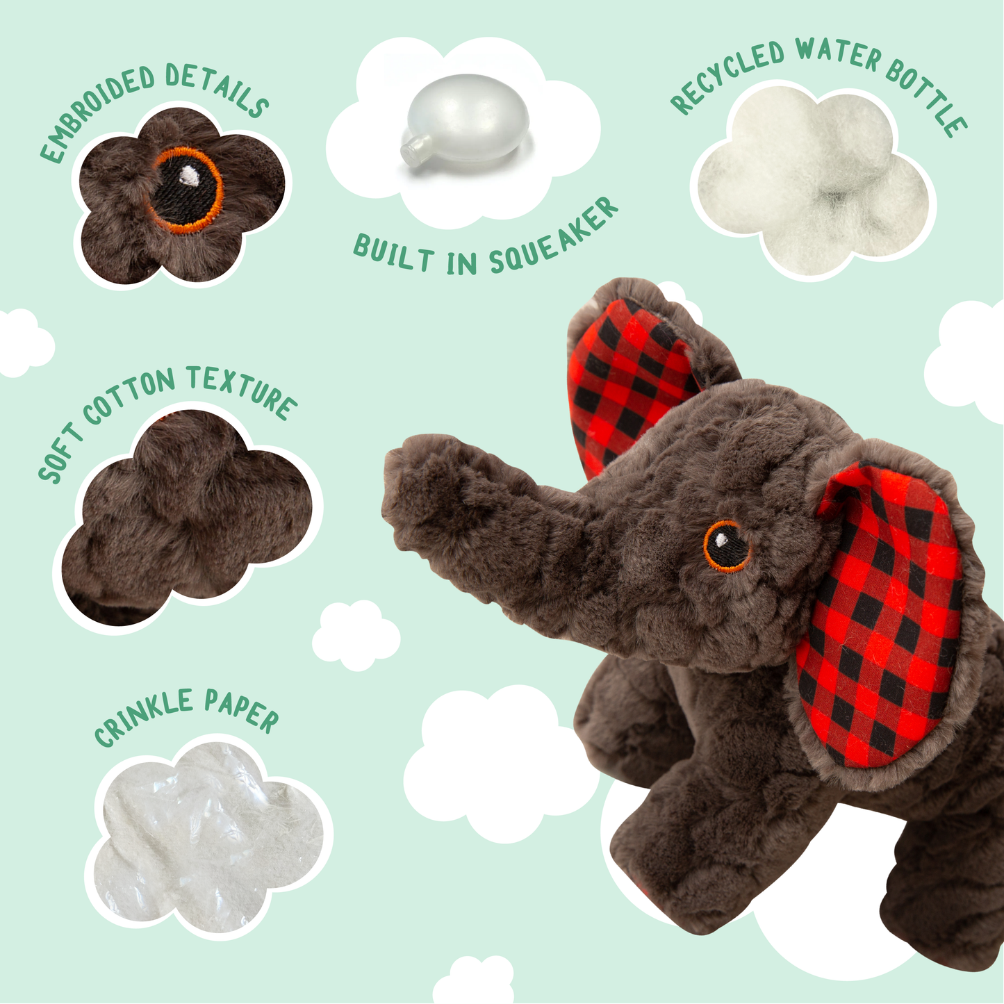 Eli the Elephant Dog Toy