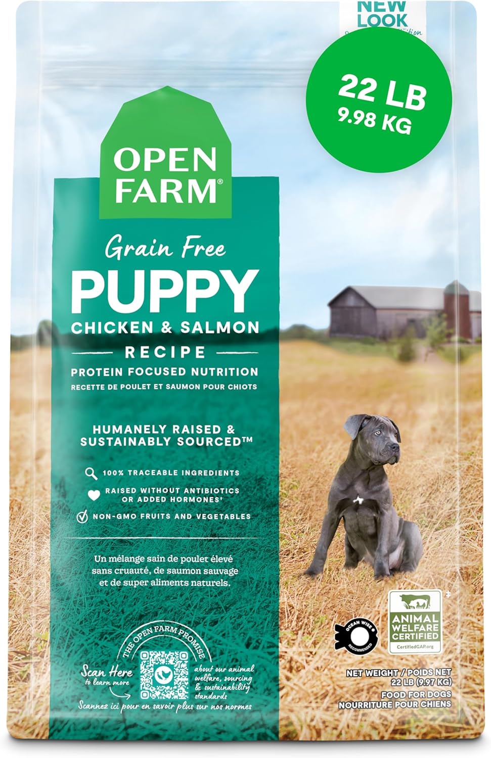 Open Farm Grain-Free Dry Puppy Food Chicken & Salmon Puppy Recipe, 22lb Bag