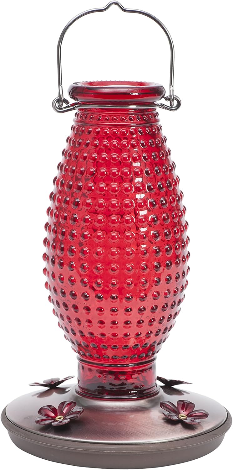 Perky-Pet Red Hobnail Vintage Glass Hummingbird Feeder 8130-2