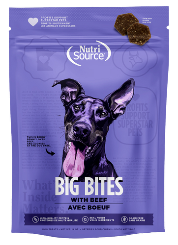 NUTRISOURCE Grain Free Big Bite Beef Dog Treat (073893800187)