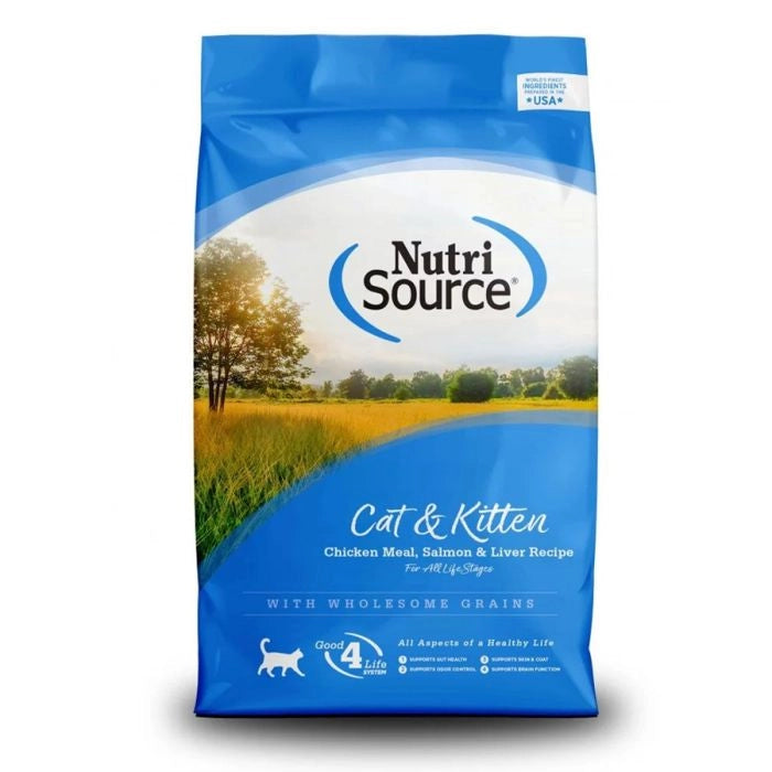 NUTRISOURCE CAT & KITTEN CHICKEN, SALMON & LIVER CAT FOOD-12lb