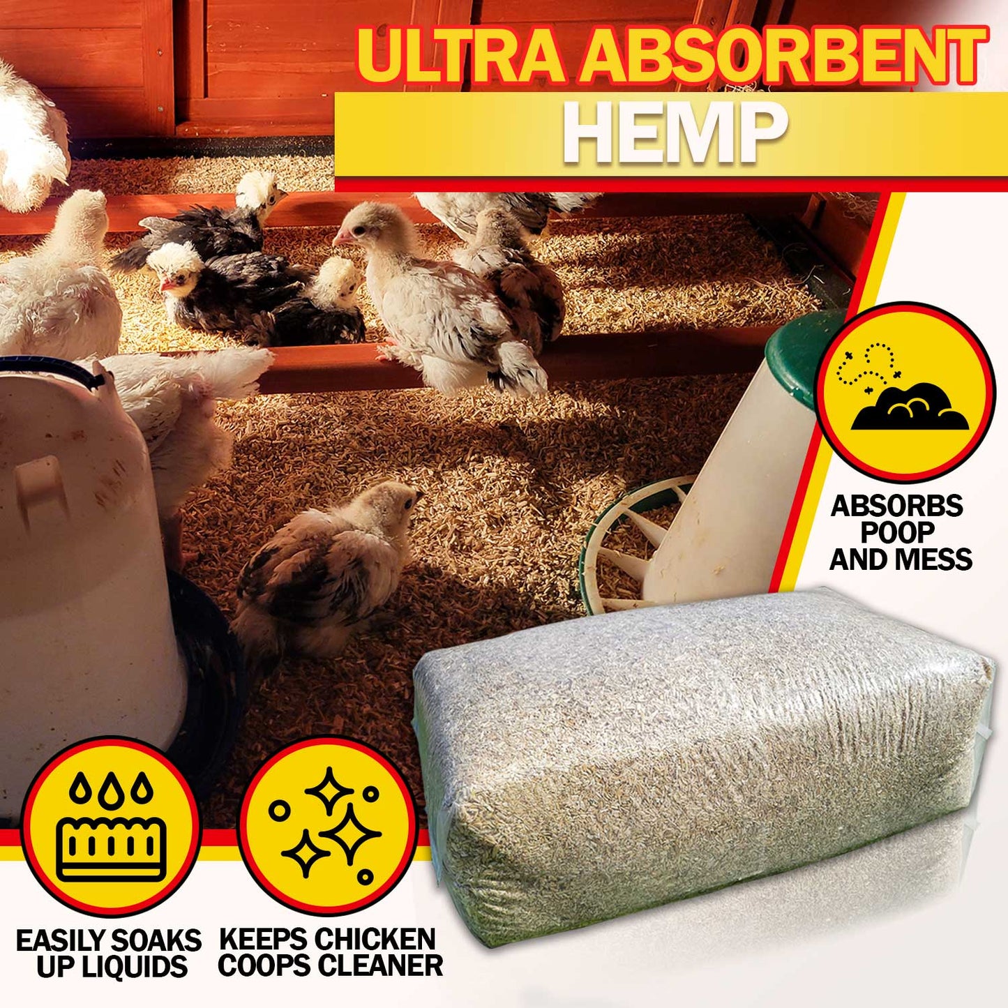 Premium Hemp Chicken Coop Bedding 5 cu ft Bale