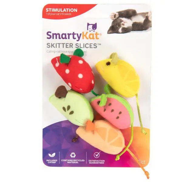 5-Pack Skitter Slice Mice Cat Toys