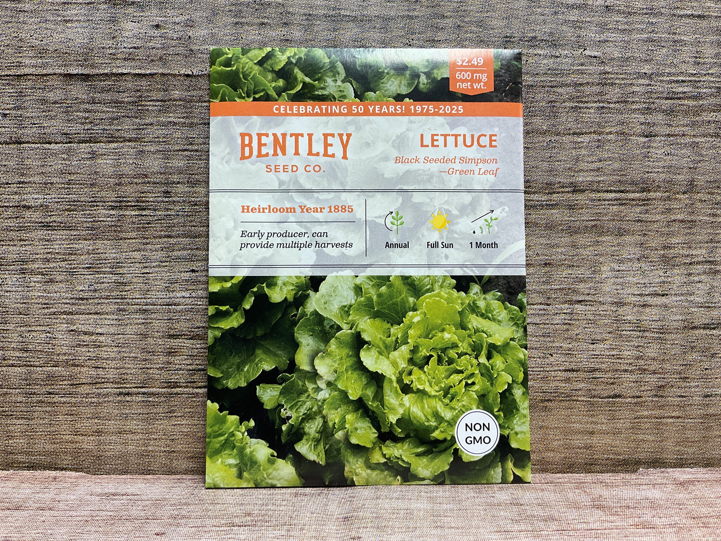 Bentley seed co. Lettuce black seeded Simpson-green leaf