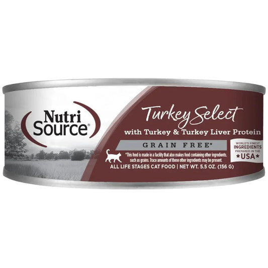 NUTRISOURCE GRAIN FREE TURKEY & TURKEY LIVER SELECT CAT FOOD CANS-5.5oz
