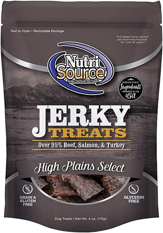 NutriSource NS BEEF, SALMON & TURKEY DOG JIVIN' JERKY -4oz