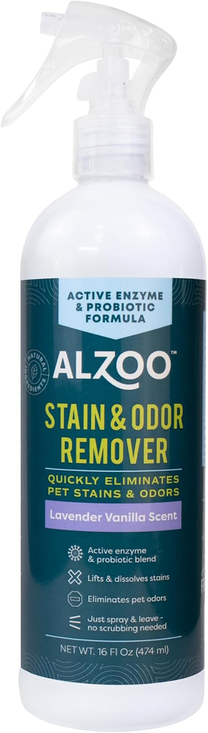 ALZOO Stain & Odor Remover Lavender Vanilla Spray, 16oz w/ cap
