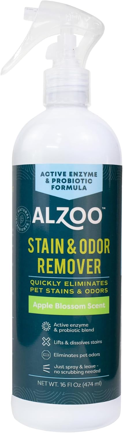 ALZOO Stain & Odor Remover Apple Blossom Spray, 16oz w/ cap