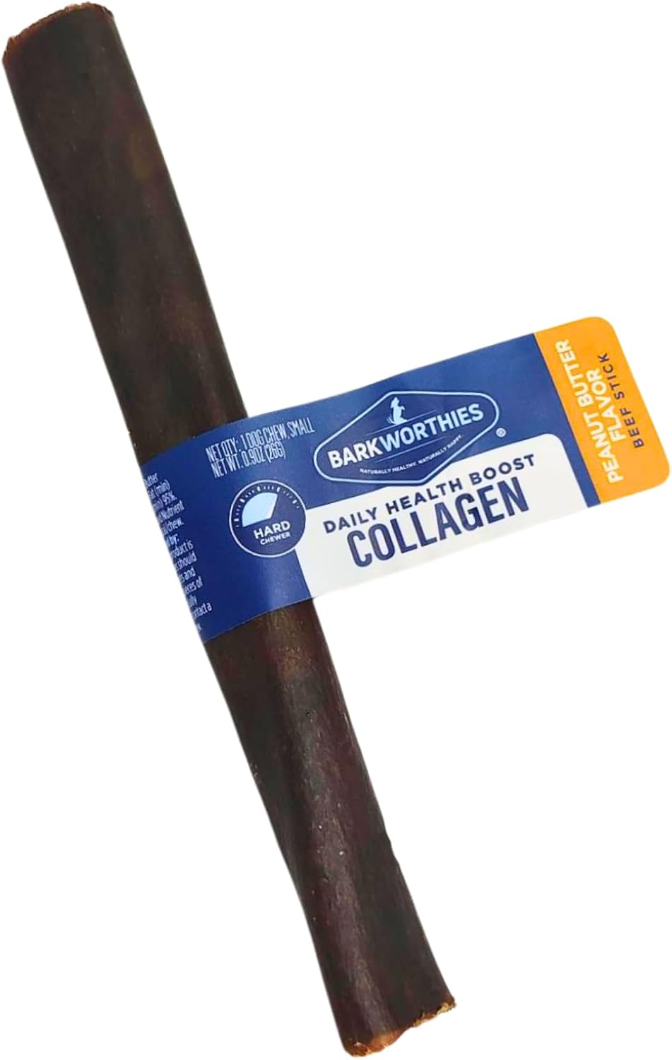 Barkworthies Collagen Beef Sticks Peanut Butter Flavor Dog Bone, 6 inch