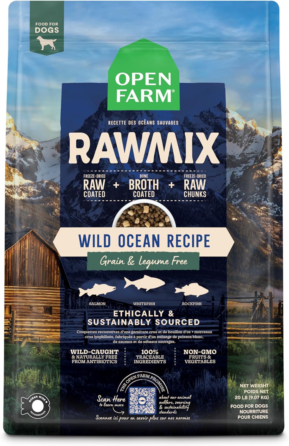Open Farm RawMix Grain-Free Wild-Ocean Recipe for Dogs -20lb