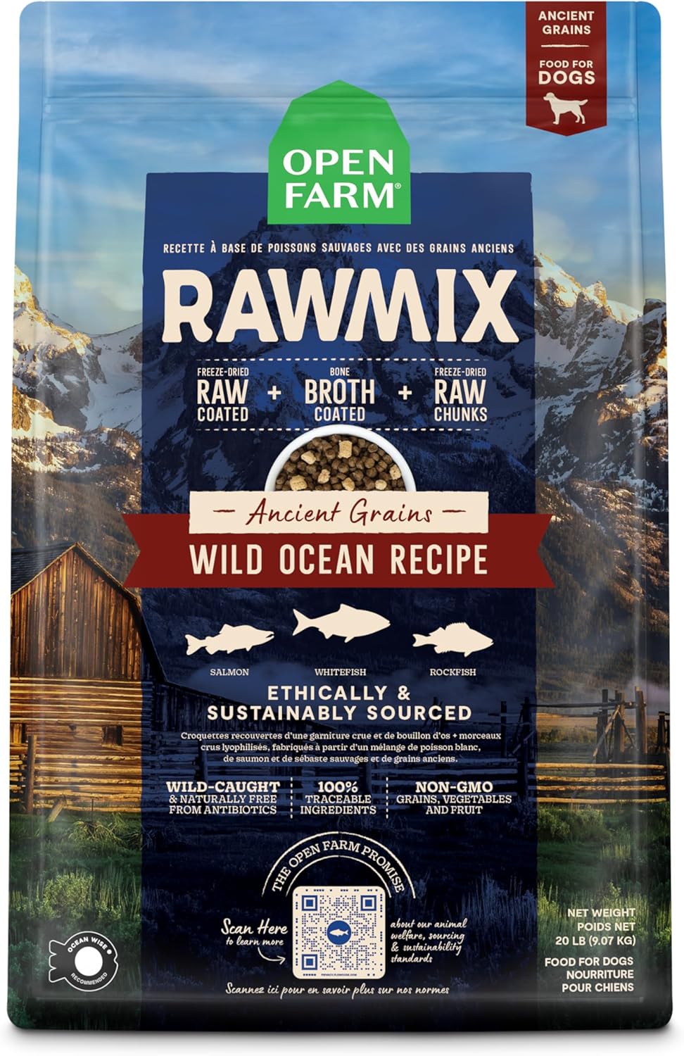 Open Farm RawMix Ancient Grains Wild-Ocean Recipe for Dogs - 20lb