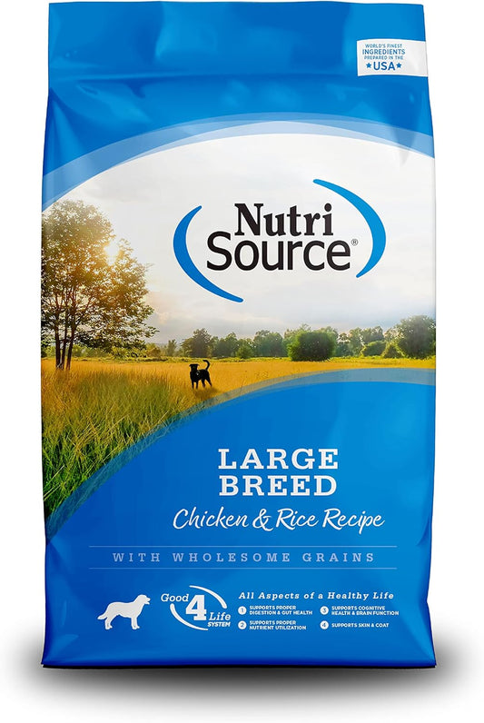 NUTRISOURCE LARGE BREED ADULT CHICKEN & RICE DOG FOOD-26lb