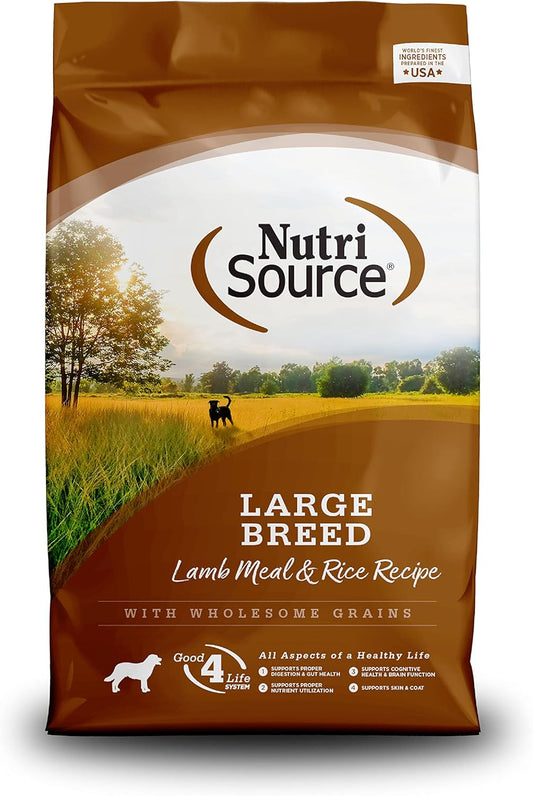 NutriSource GRAIN FREE LARGE BREED LAMB MEAL & PEAS DOG FOOD-26lbs
