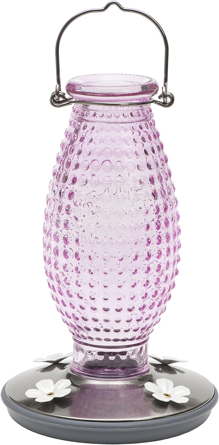 Perky Pet 8131-2 Cranberry Hobnail Vintage Glass Hummingbird Feeder
