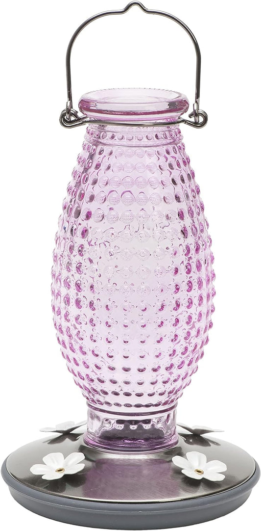 Perky Pet 8131-2 Cranberry Hobnail Vintage Glass Hummingbird Feeder