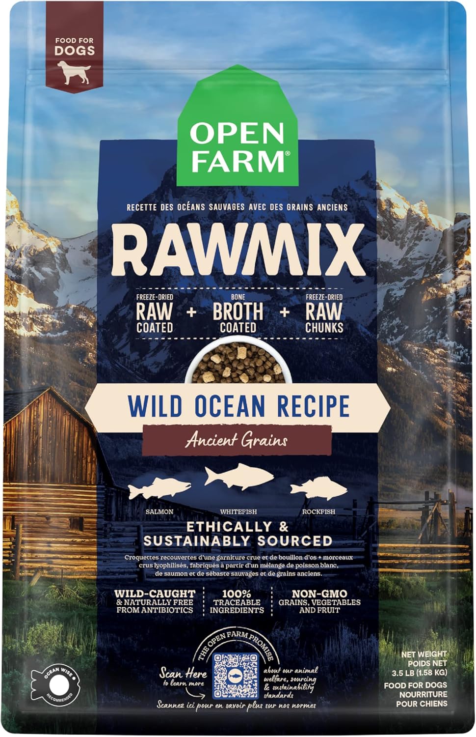 Open Farm RawMix Ancient Grains Wild-Ocean Recipe for Dogs- 3.5lb