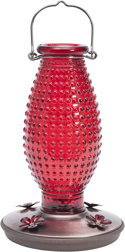 Perky-Pet Red Hobnail Vintage Glass Hummingbird Feeder 8130-2