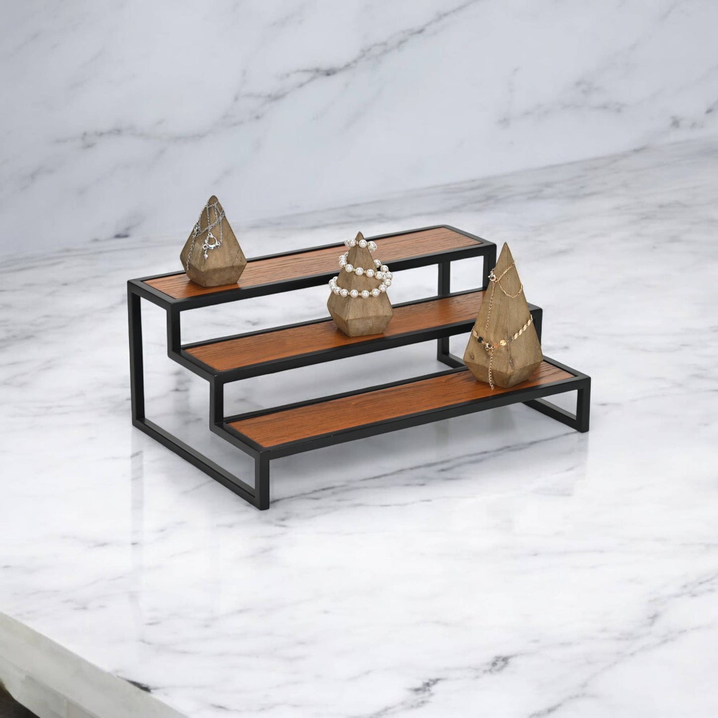 Brio Wood and Metal Tiered Table Shelf