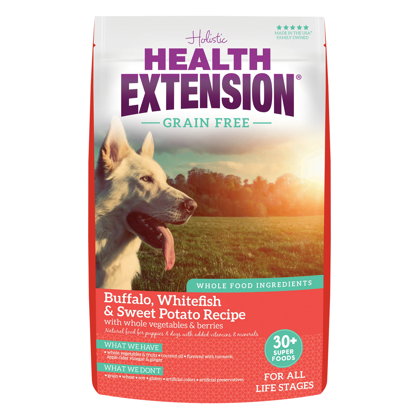 HEALTH EXTENSIONvGRAIN FREE BUFFALO, WHITEFISH & SWEET POTATO RECIPE-23.5