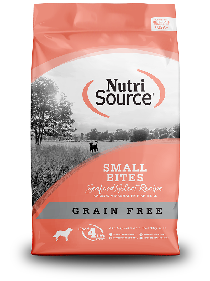 NutriSource GRAIN FREE SALMON & PEAS SMALL BITES DOG FOOD