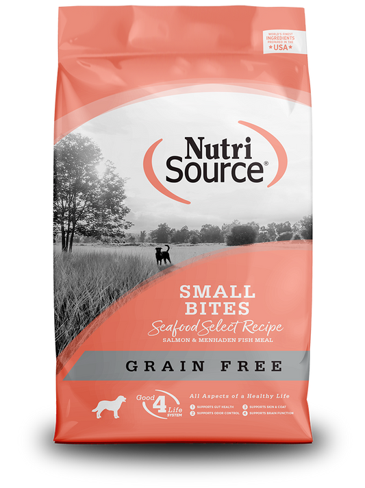 NutriSource GRAIN FREE SALMON & PEAS SMALL BITES DOG FOOD