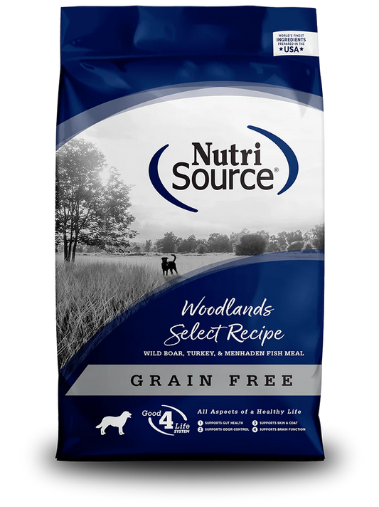 NUTRISOURCE GRAIN FREE WOODLANDS SELECT SMALL BITES DOG FOOD -12lb