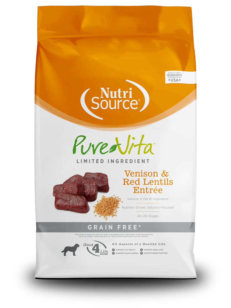NutriSource Pure Vita Grain Free Venison & Red Lentils Entree - 25lb