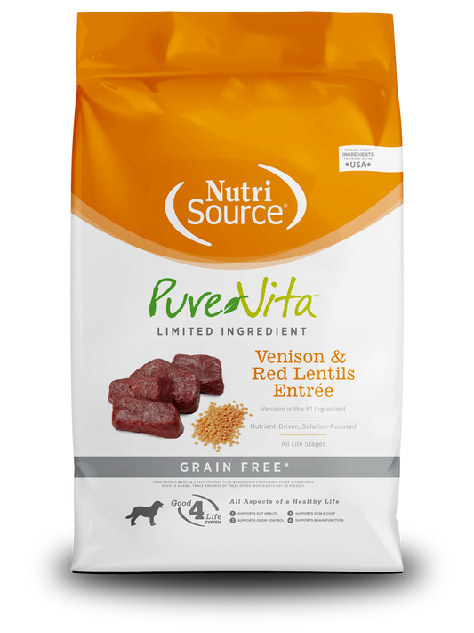 NutriSource Pure Vita Grain Free Venison & Red Lentils Entree - 25lb