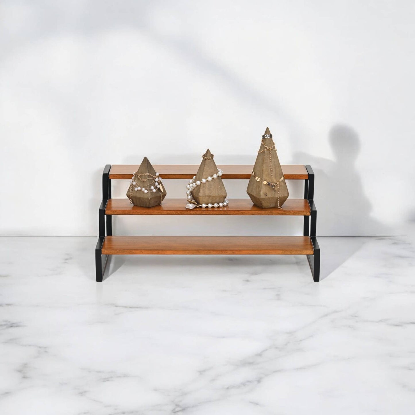 Brio Wood and Metal Tiered Table Shelf