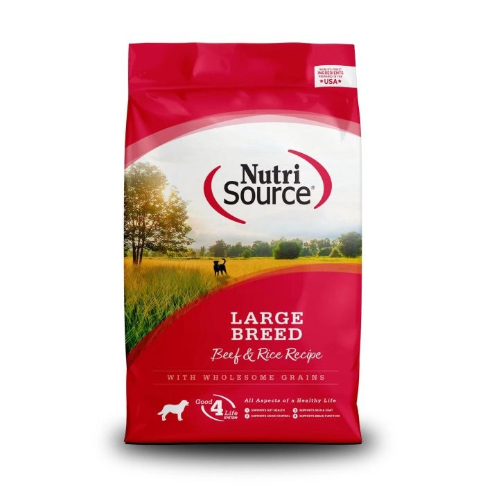 NUTRISOURCE LARGE BREED BEEF & RICE DOG FOOD-26lb