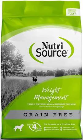 NUTRISOURCE GRAIN FREE WEIGHT MANAGEMENT DOG FOOD -26lb